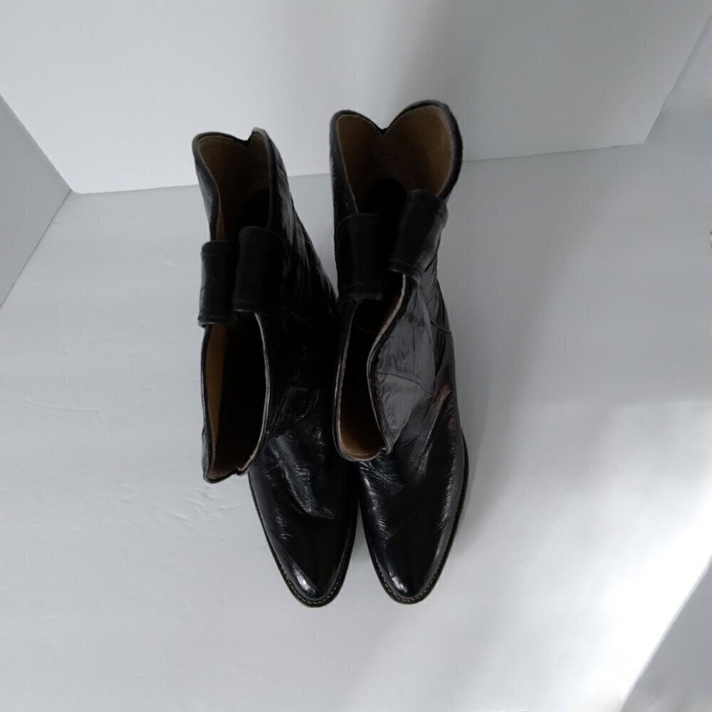 Justin Women's Vintage 1970's Black Eel Skin Cowboy Boots Made In U.S.A. Sz 7.5 - Picture 5 of 16